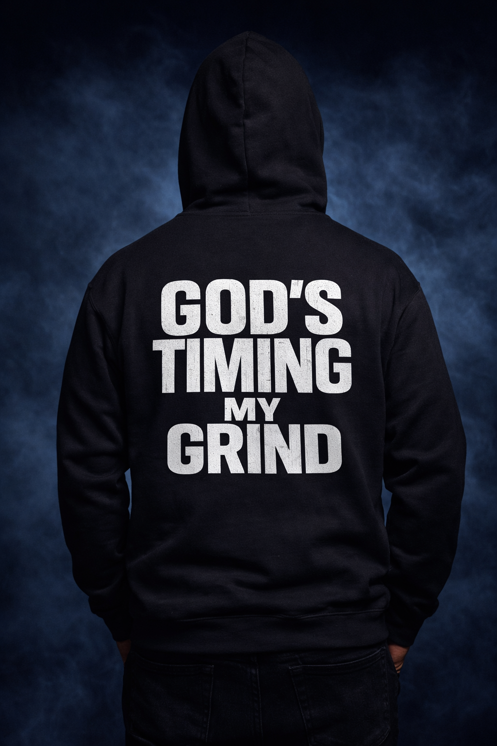 God's timing my grind hoodie - Black